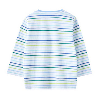 PurCotton 全棉时代 2000241301 幼儿男款针织色织长袖T恤 90/52(建议2-3岁) 蓝绿彩条