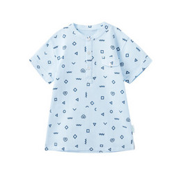 全棉时代（PurCotton）男童纱布短袖套头衬衫 130/60(建议8-9岁) 蓝底几何 1件装 *3件