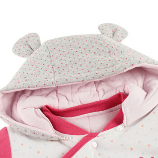 DisneyBaby 迪士尼宝宝 宝宝长袖前开闭裆连帽哈衣 (粉色、66、1条装)