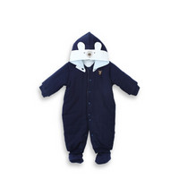 PurCotton 全棉时代 婴儿纱布夹涤棉连体服 (藏青、80/48(建议12-18个月) 、1条装)