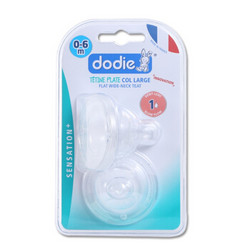 Dodie自然质感-宽口径扁圆硅胶奶嘴2只装