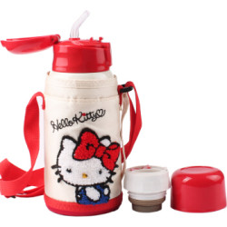 乐扣乐扣(LOCK&LOCK)保温杯hello kitty儿童水杯带吸管杯宝宝不锈钢杯子水壶550ml HKT392IVY