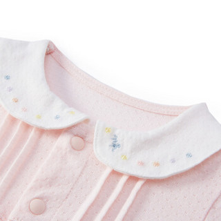 PurCotton 全棉时代 婴儿针织提花长袖娃娃领连体衣 (浅粉、73/48 建议6-12个月、1件装)