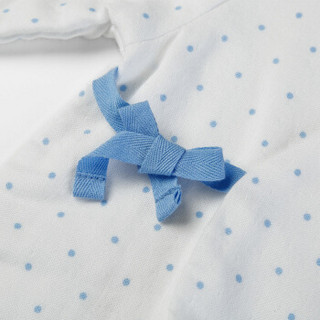 PurCotton 全棉时代 婴儿纱布无捻纱系带套装 (白底蓝点、66/44 建议3-6个月、1套/装)