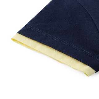 PurCotton 全棉时代 婴儿针织短袖连体衣+口水兜 (藏青、66/44 建议3-6个月、1条装)