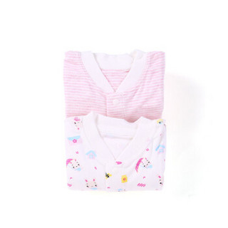 PurCotton 全棉时代 婴幼儿针织妙妙衣 (2条装、80/48、运动小兔+粉色条纹)