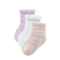 PurCotton 全棉时代 幼儿雪花袜 3双装 (丁香紫+浅粉+白)