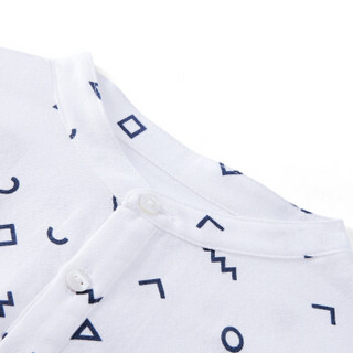 PurCotton 全棉时代 男童纱布短袖套头衬衫 (白底几何)