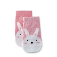 PurCotton 全棉时代 幼儿女款兔子平纹袜 (火烈鸟粉+糖果粉、 15cm)