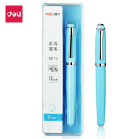 deli 得力 DLSX-S270 金属正姿练字墨水笔 蓝绿