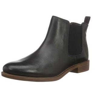 Clarks 其乐 Taylor Shine 女士真皮切尔西靴 Schwarz Black Leather EU40