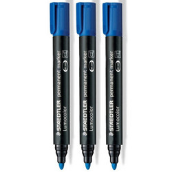 德国施德楼（STAEDTLER）记号笔油性笔不掉色单头 蓝色 3支装 352-3