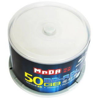 MNDA 铭大金碟 BD-R DL 1-6速 50G 蓝光可打印 50片桶装 蓝光空白光盘 刻录光盘