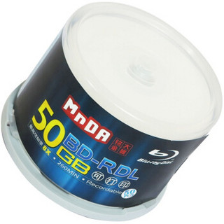 MNDA 铭大金碟 BD-R DL 1-6速 50G 蓝光可打印 50片桶装 蓝光空白光盘 刻录光盘