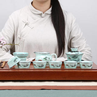 汉馨堂 青瓷山水茶具套装