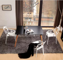TIMI天米 北欧几何椅组合 白色 1.2米餐桌 4把白色椅子