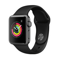 Apple 苹果 Apple Watch Series 3 智能手表（GPS、38mm、深空灰铝金属、黑色运动表带、MQKV2CH/A）