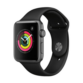 Apple 苹果 Apple Watch Series 3 智能手表(GPS、42mm、深空灰铝金属、黑色运动表带)【原厂延保版】