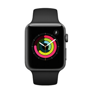 Apple 苹果 Apple Watch Series 3 智能手表(GPS、42mm、深空灰铝金属、黑色运动表带)【原厂延保版】