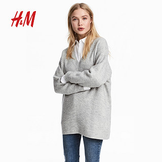 H&M HM0580482 长袖针织套衫 (浅混灰色、XL)