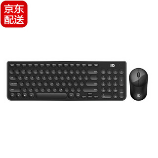 富德 ik6630 无线键盘键鼠套装 (亮黑色)
