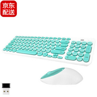 富德 ik6630 无线键盘键鼠套装 (白绿色)