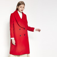 URBAN REVIVO WE02S1GN2001 女士双排扣羊毛呢料大衣