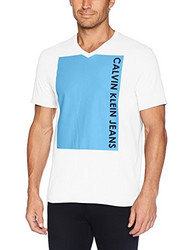Calvin Klein Men's Short Sleeve Vneck Vertical Logo T-Shirt