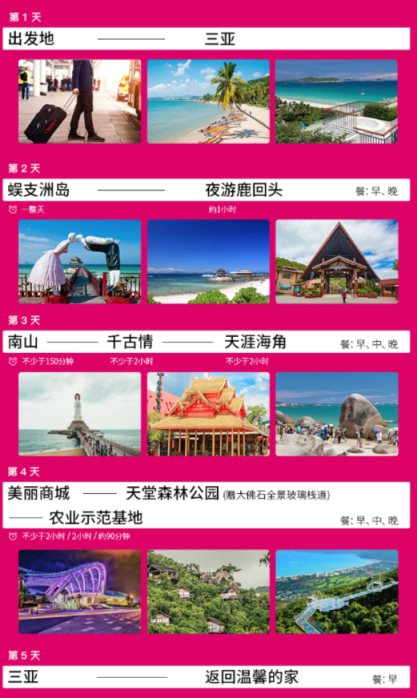 当地参团:海南三亚5天4晚跟团游