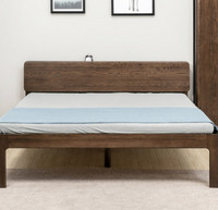 维莎 北欧实木红橡木高铺板双人床 1.5米