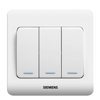 SIEMENS 西门子 开关插座 三开单控带荧光面板 86型暗装面板 远景雅白色