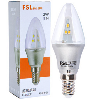 FSL 佛山照明 LED尖泡 E14小口 暖白光 3W*2支