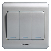 西门子(SIEMENS)开关插座 远景系列 三开单控 带荧光开关面板 (彩银色)5TA01181CC122