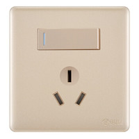 BULL 公牛 开关插座 G28系列 16A大功率三孔带开关插座  86型面板G28E204 U6 玫瑰金 暗装