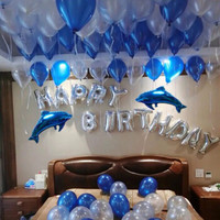 墨斗鱼 气球蓝色海洋3019 背景墙装饰 宴会装饰婚房布置 浪漫情侣成人蓝色生日套餐派对宴会装饰婚房布置
