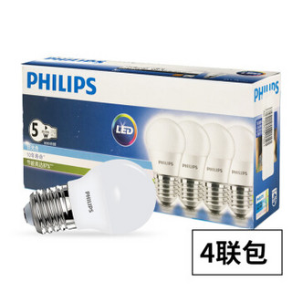 PHILIPS 飞利浦 LED球泡 E27大口 白光 5W*4支