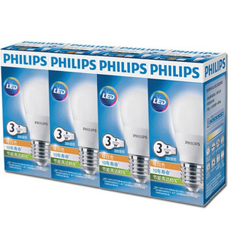 PHILIPS 飞利浦 LED球泡 E27大口 白光 3W 单只装