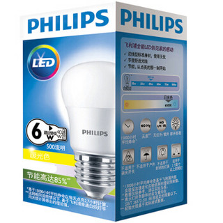 PHILIPS 飞利浦 LED球泡 E27大口 暖黄光 6W*10支