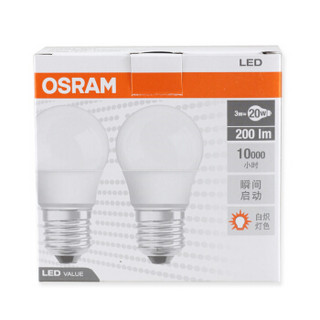 OSRAM 欧司朗 LED磨砂球泡 E27大口 黄光 3W 两只装