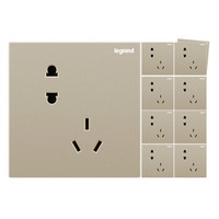 罗格朗 LEGRAND 开关插座 仕典米兰金斜五孔插座套餐 墙壁电源开关面板 十只装