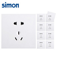 西蒙(SIMON) 开关插座面板 E6系列 五孔插座十只装 86型面板 象牙白色 721084