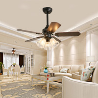 雷士 NVC Lighting照明风扇灯吊扇灯 欧式餐厅吊灯 复古木纹扇叶客厅灯卧室灯 不带光源