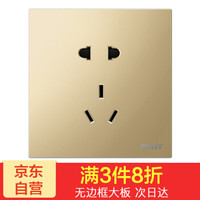 正泰(CHNT) 开关插座面板 五孔插座10A 香槟金 NEW6T系列