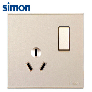西蒙(SIMON) 开关插座面板 E6系列 16A三孔带开关空调浴霸插座 86型面板 香槟金色 721682-46