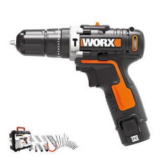 威克士(WORX)家用充电冲击钻工具箱WX129.2冲击电钻锂电手电钻电转手钻五金电动螺丝刀工具套装