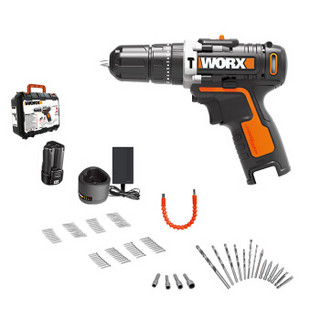 威克士(WORX)家用充电冲击钻工具箱WX129.2冲击电钻锂电手电钻电转手钻五金电动螺丝刀工具套装