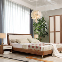 A家家具 床 框架床 现代简约卧室双人床 1.5米架子床 床+床头柜*1床垫*1 A002-150