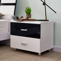 A家家具 床头柜 现代简约卧室家具板木结合黑白套系 床边储物柜 HB005