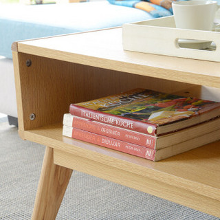 A家家具 茶几 现代简约咖啡桌 北欧客厅实木板木边桌 原木色 ADC-84