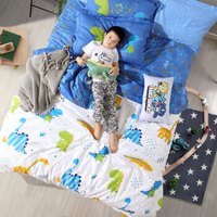 水星儿童 MERCURY 水星家纺 床上三件套纯棉 全棉卡通套件用品床单被罩被套 萌龙纪 宿舍学生单人1.2米床